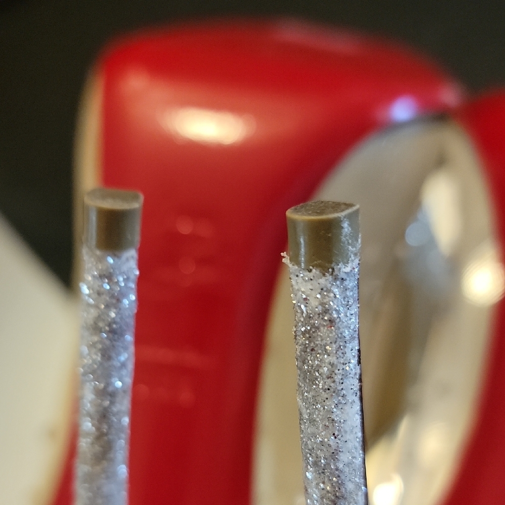 Christian Louboutin Follies Crystal Embellished Silver Pumps 100 Heel Sz38.5 - Picture 15 of 16